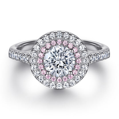S925 Sterling Silver Pink Zirconia Full Eternity Band - Circle of Diamonds Ring