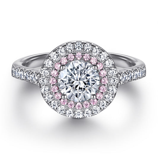S925 Sterling Silver Pink Zirconia Full Eternity Band - Circle of Diamonds Ring