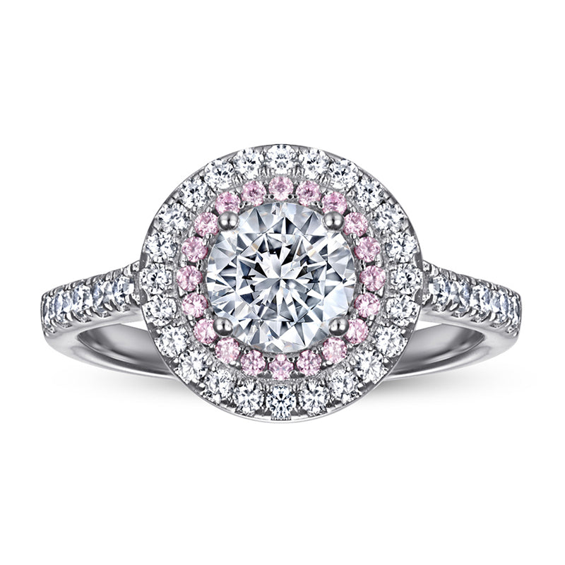S925 Sterling Silver Pink Zirconia Full Eternity Band - Circle of Diamonds Ring