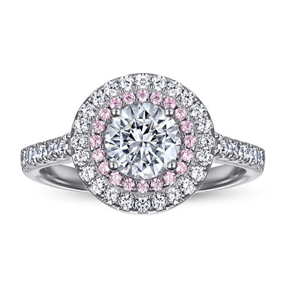 S925 Sterling Silver Pink Zirconia Full Eternity Band - Circle of Diamonds Ring