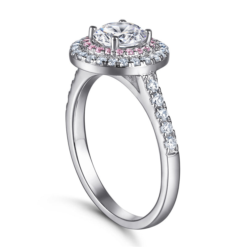 S925 Sterling Silver Pink Zirconia Full Eternity Band - Circle of Diamonds Ring