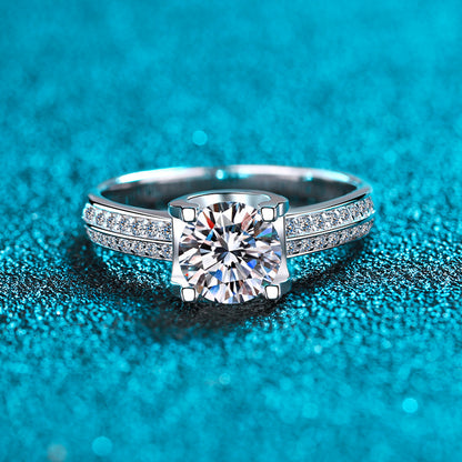 S925 Sterling Silver Plated PT950 Gold Bull Head Design Ring with Moissanite and Zircon Accents for Women