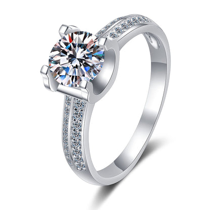 S925 Sterling Silver Plated PT950 Gold Bull Head Design Ring with Moissanite and Zircon Accents for Women