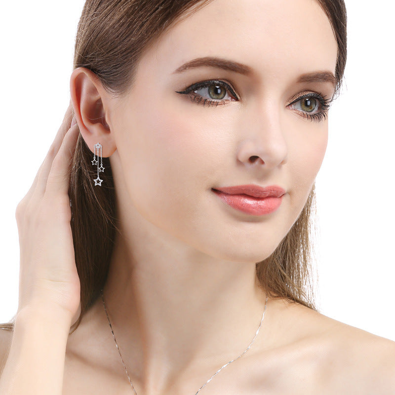 S925 Sterling Silver Plated Peace Lock Stud Earrings - 3.2g Minimalist Chinese Style with Plastic Ear Backs