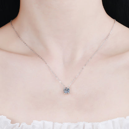 S925 Sterling Silver Plated with PT950 – 2CT Moissanite Bullhead Pendant Necklace in Rose Gold