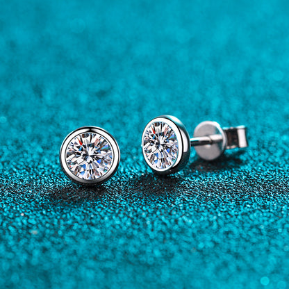 S925 Sterling Silver Plated with Pt950 Gold Bubble Stud Earrings - Chinese Lucky Motif Moissanite Earrings