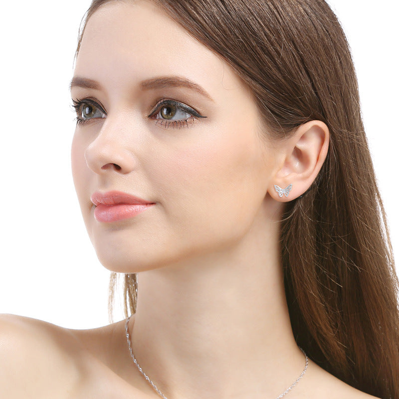 S925 Sterling Silver Polished Stud Earrings with Plastic Ear Backs – Minimalist & Natural Style for Everyday Wear