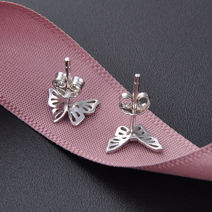 S925 Sterling Silver Polished Stud Earrings with Plastic Ear Backs – Minimalist & Natural Style for Everyday Wear