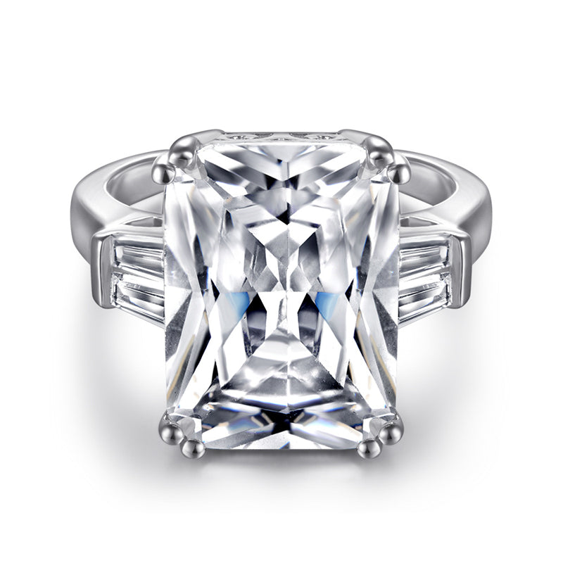 S925 Sterling Silver Princess Cut Ring - Luxe Pink/White CZ Statement Jewelry for Women