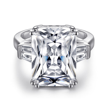 S925 Sterling Silver Princess Cut Ring - Luxe Pink/White CZ Statement Jewelry for Women