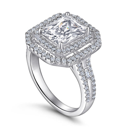 S925 Sterling Silver Princess Cut Zirconia Ring - Bold Solitaire Statement Jewelry