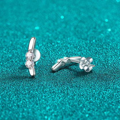 S925 Sterling Silver Rabbit Ear Moissanite Stud Earrings - 0.4CT Sweet & Playful
