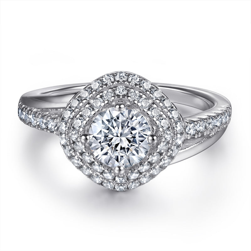 S925 Sterling Silver Rhombus Zirconia Ring – Modern Geometric Fashion Jewelry