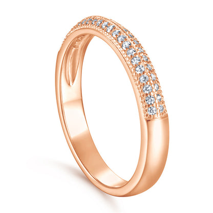 S925 Sterling Silver Rose Gold Plated Zirconia Ring - Tarnish-Resistant Minimalist Jewelry for Women
