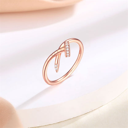 S925 Sterling Silver Rose Gold Wave Ring - Elegant Stackable Jewelry for Women