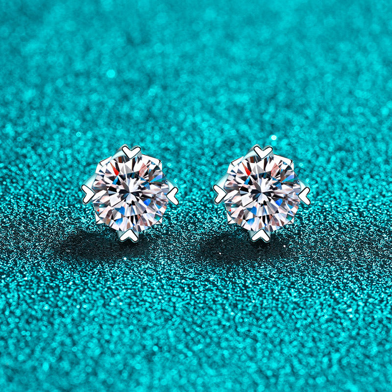 S925 Sterling Silver Screw-Back Moissanite Stud Earrings Plated with Pt950 Gold - 0.3ct-2ct Secure & Stylish