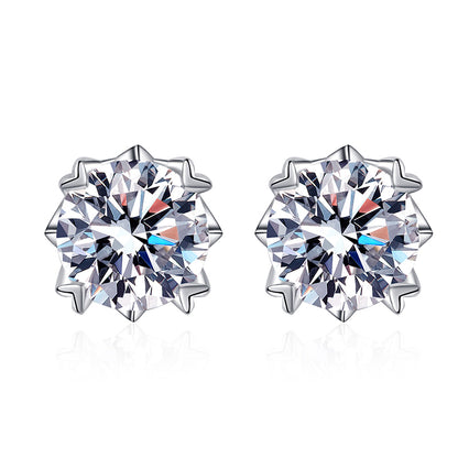 S925 Sterling Silver Screw-Back Moissanite Stud Earrings Plated with Pt950 Gold - 0.3ct-2ct Secure & Stylish
