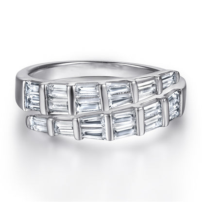 S925 Sterling Silver Serpent Ring - Modern Rectangular Zirconia Adjustable Statement Jewelry