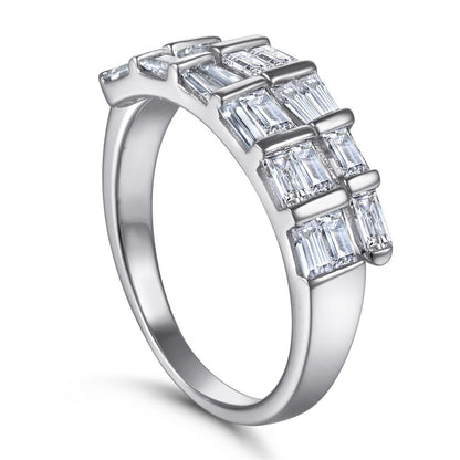 S925 Sterling Silver Serpent Ring - Modern Rectangular Zirconia Adjustable Statement Jewelry
