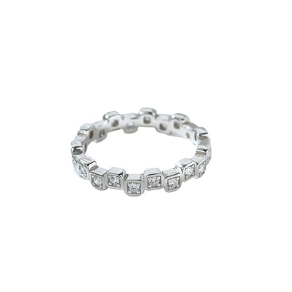 S925 Sterling Silver Single Row Eternity Band - Minimalist Full Pavé Zirconia Ring