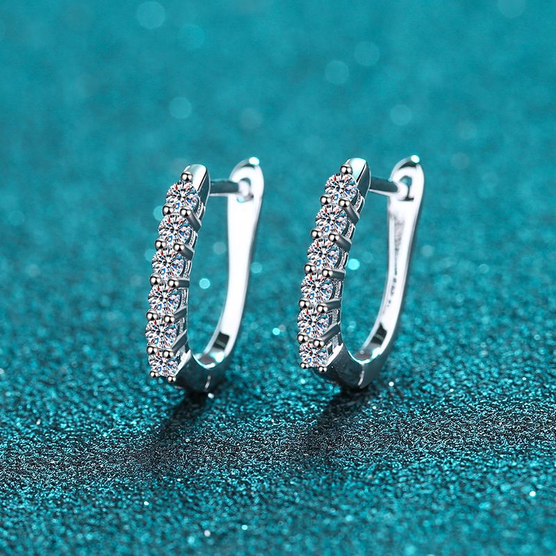 S925 Sterling Silver Single Row Moissanite Lily of the Valley Earrings - Dainty Floral Studs for Women