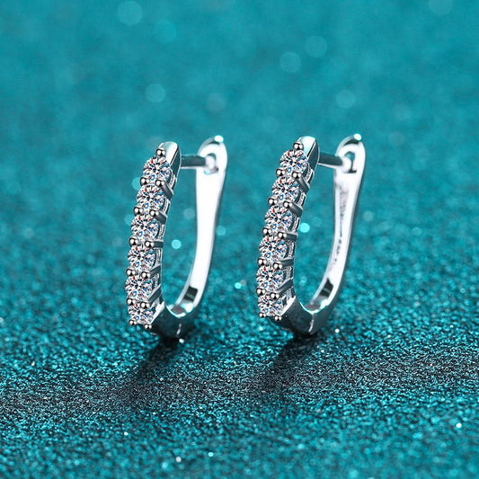 S925 Sterling Silver Single Row Moissanite Lily of the Valley Earrings - Dainty Floral Studs for Women