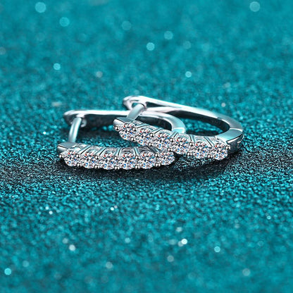 S925 Sterling Silver Single Row Moissanite Lily of the Valley Earrings - Dainty Floral Studs for Women