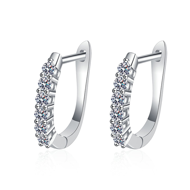 S925 Sterling Silver Single Row Moissanite Lily of the Valley Earrings - Dainty Floral Studs for Women