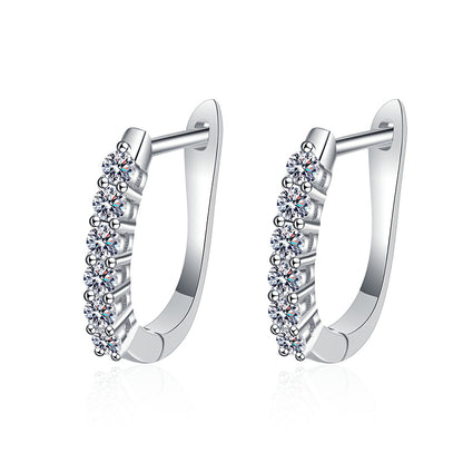 S925 Sterling Silver Single Row Moissanite Lily of the Valley Earrings - Dainty Floral Studs for Women