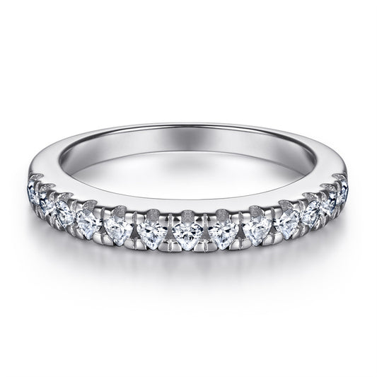 S925 Sterling Silver Single Row Pavé Band - Minimalist Zirconia Eternity Ring