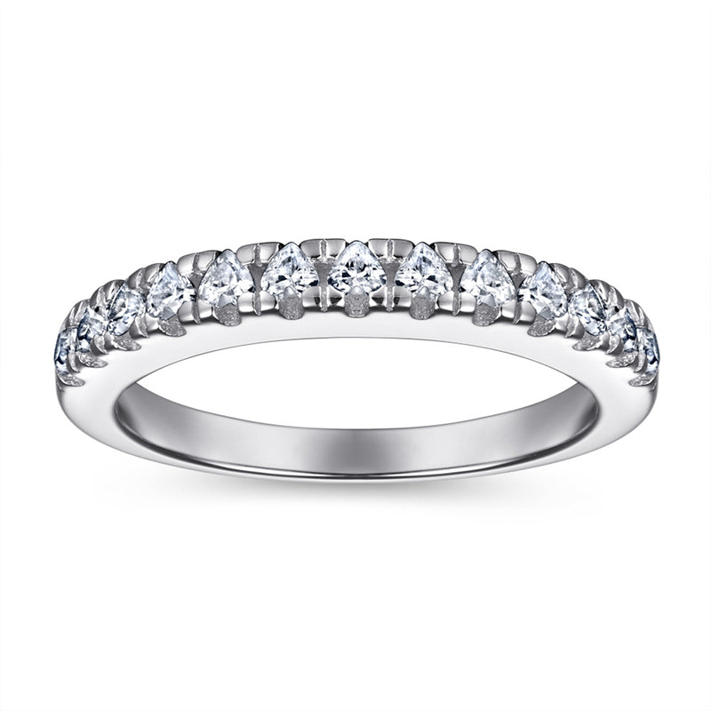 S925 Sterling Silver Single Row Pavé Band - Minimalist Zirconia Eternity Ring