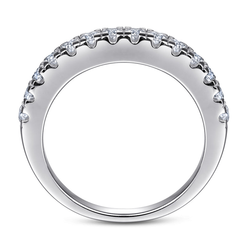 S925 Sterling Silver Single Row Pavé Band - Minimalist Zirconia Eternity Ring