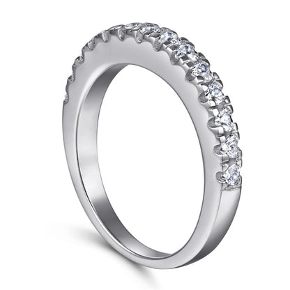 S925 Sterling Silver Single Row Pavé Band - Minimalist Zirconia Eternity Ring