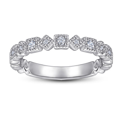 S925 Sterling Silver Single Row Zirconia Band Ring - Elegant Minimalist Jewelry