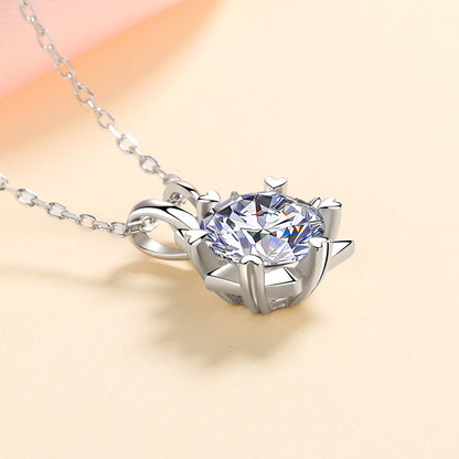 S925 Sterling Silver Six-Prong Heart Necklace - 1CT-3CT Moissanite Hexagram Star Pendant
