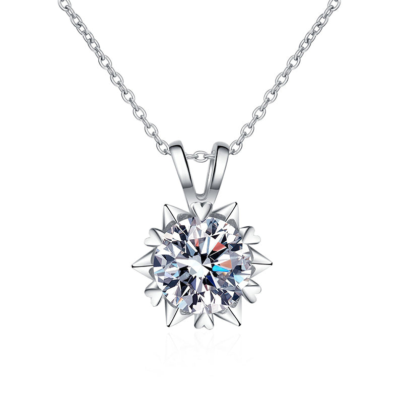 S925 Sterling Silver Six-Prong Heart Necklace - 1CT-3CT Moissanite Hexagram Star Pendant