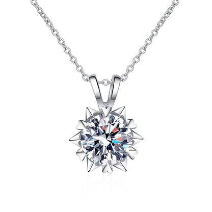 S925 Sterling Silver Six-Prong Heart Necklace - 1CT-3CT Moissanite Hexagram Star Pendant