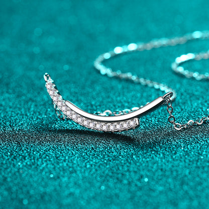 S925 Sterling Silver Smiling Diamond Line Necklace - 0.24CT Moissanite Minimalist Pendant