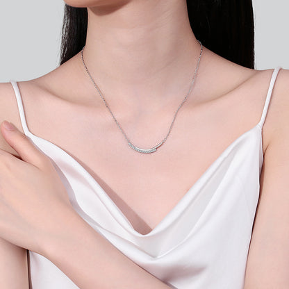 S925 Sterling Silver Smiling Diamond Line Necklace - 0.24CT Moissanite Minimalist Pendant