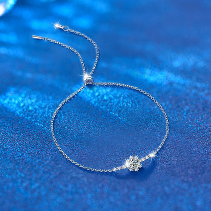 S925 Sterling Silver Snowflake Bracelet with 0.5ct Moissanite Premium Business Gift Jewelry Rhodium Plated