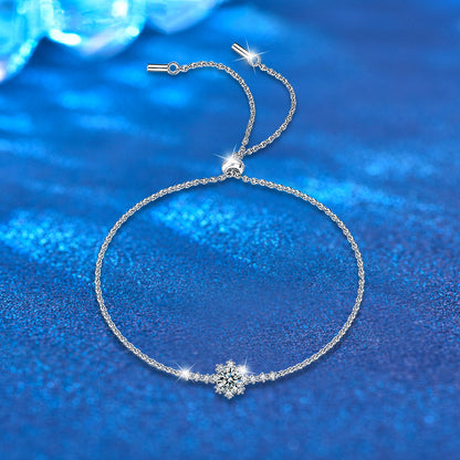 S925 Sterling Silver Snowflake Bracelet with 0.5ct Moissanite Premium Business Gift Jewelry Rhodium Plated