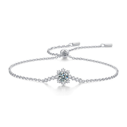 S925 Sterling Silver Snowflake Bracelet with 0.5ct Moissanite Premium Business Gift Jewelry Rhodium Plated