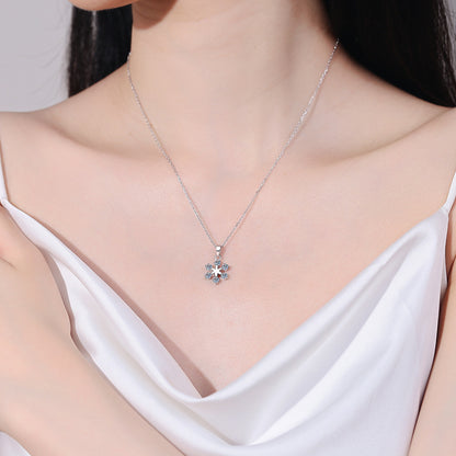 S925 Sterling Silver Snowflake Pendant Necklace - 0.6CT Moissanite Minimalist Valentine's Gift