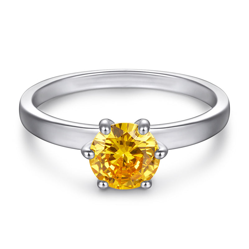 S925 Sterling Silver Solitaire Ring – Korean-Style 6-Prong CZ Engagement Jewelry
