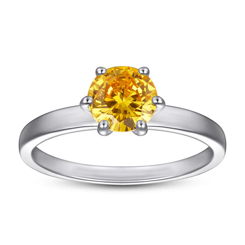 S925 Sterling Silver Solitaire Ring – Korean-Style 6-Prong CZ Engagement Jewelry