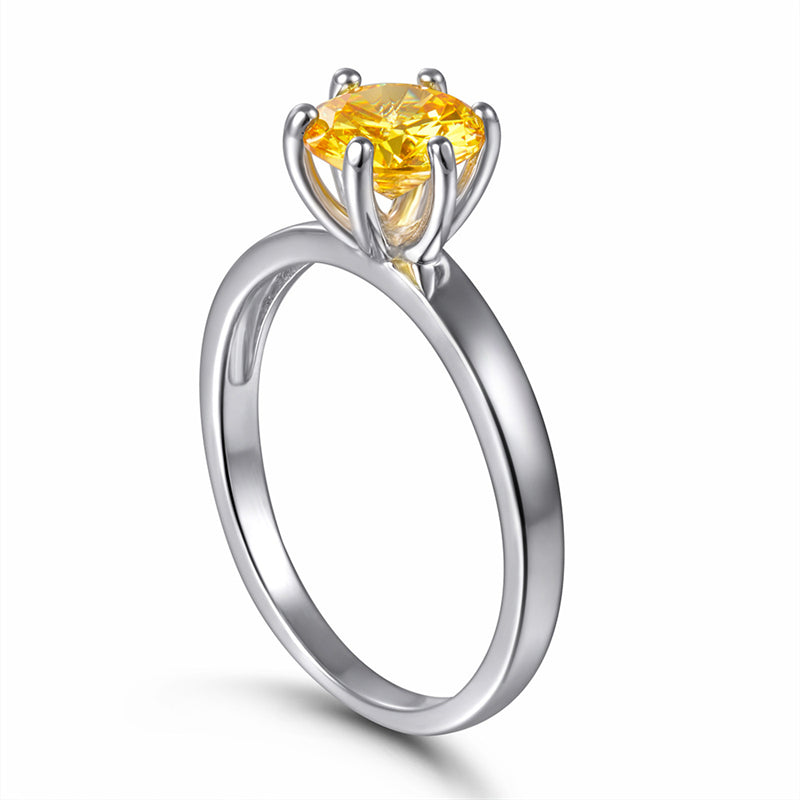 S925 Sterling Silver Solitaire Ring – Korean-Style 6-Prong CZ Engagement Jewelry