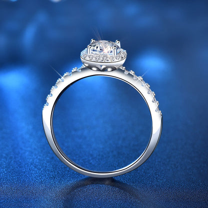 S925 Sterling Silver Square 1ct Moissanite Ring - White Gold Plated Luxury Women's Band (Size 5-9/Adjustable