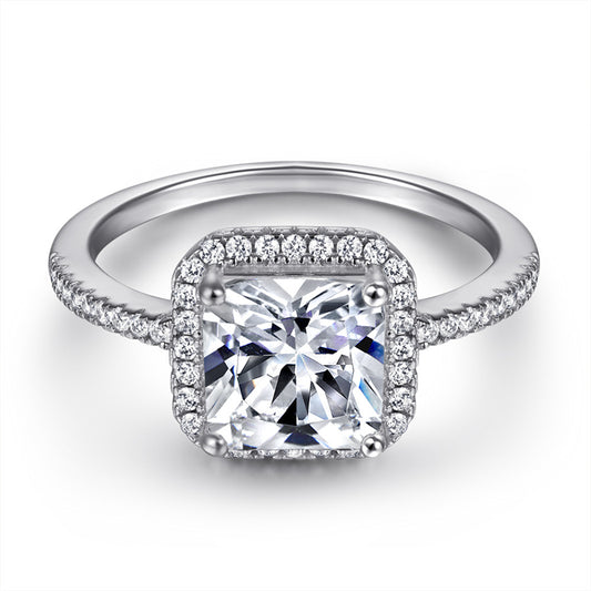 S925 Sterling Silver Square Prong-Set Full Eternity Ring – Bridal Jewelry