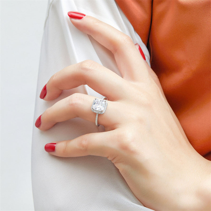 S925 Sterling Silver Square Prong-Set Full Eternity Ring – Bridal Jewelry