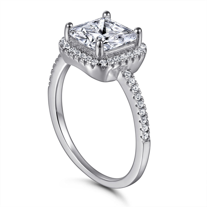 S925 Sterling Silver Square Prong-Set Full Eternity Ring – Bridal Jewelry